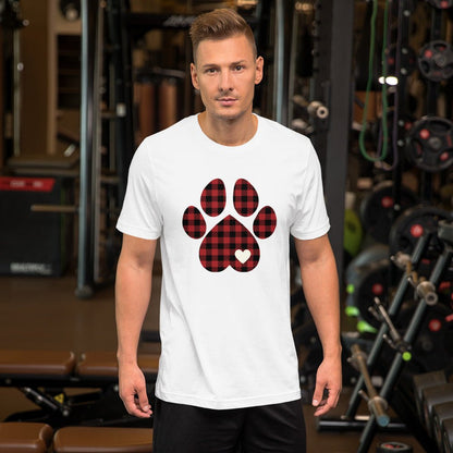 Red Plaid Dog Paw T-Shirt