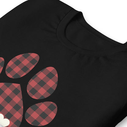 Red Plaid Dog Paw T-Shirt