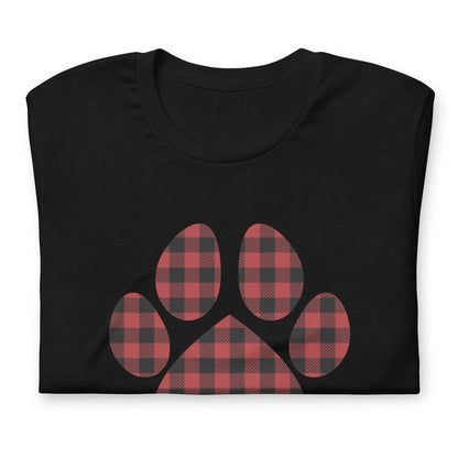 Red Plaid Dog Paw T-Shirt