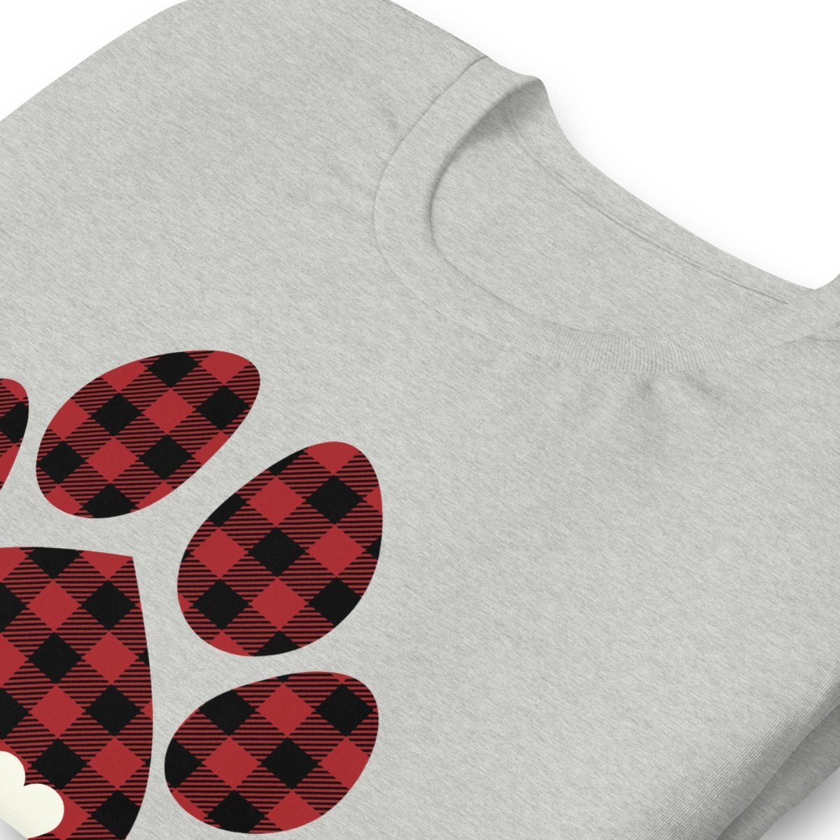 Red Plaid Dog Paw T-Shirt