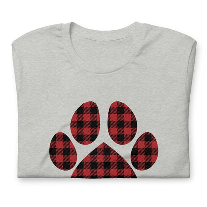 Red Plaid Dog Paw T-Shirt