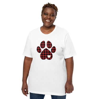 Red Plaid Dog Paw T-Shirt