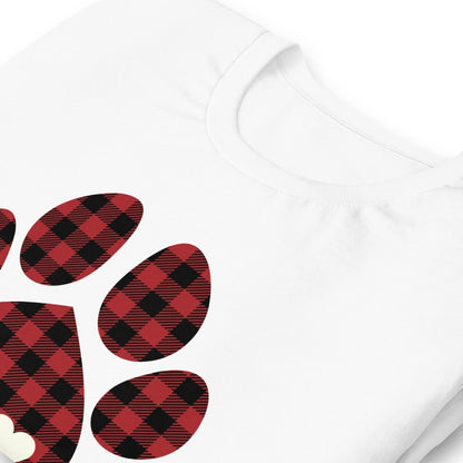 Red Plaid Dog Paw T-Shirt