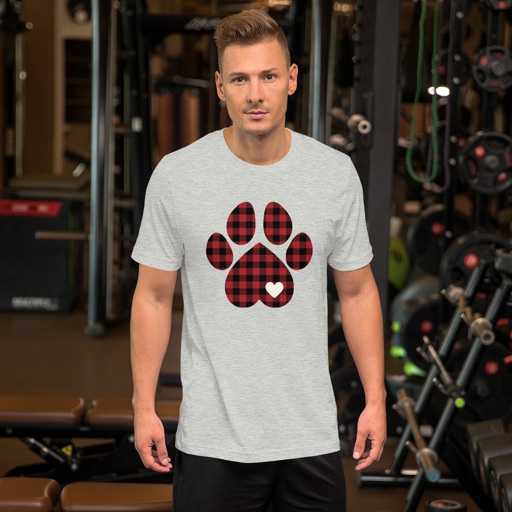 Red Plaid Dog Paw T-Shirt