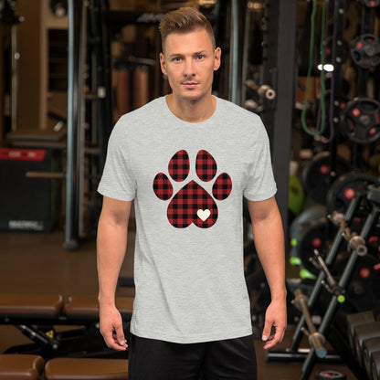 Red Plaid Dog Paw T-Shirt