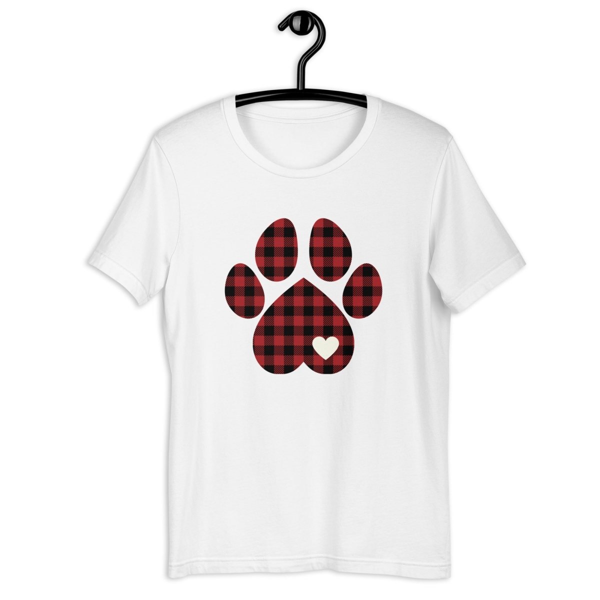 Red Plaid Dog Paw T-Shirt