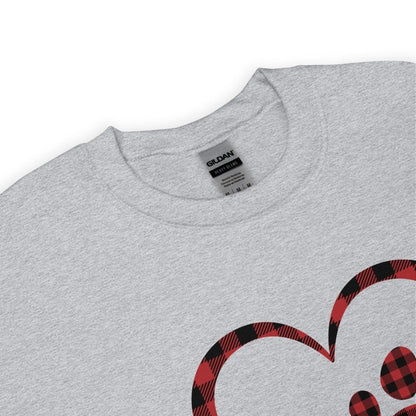 Red Plaid Heart and Paw Sweatshirt