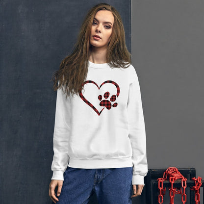 Red Plaid Heart and Paw Sweatshirt