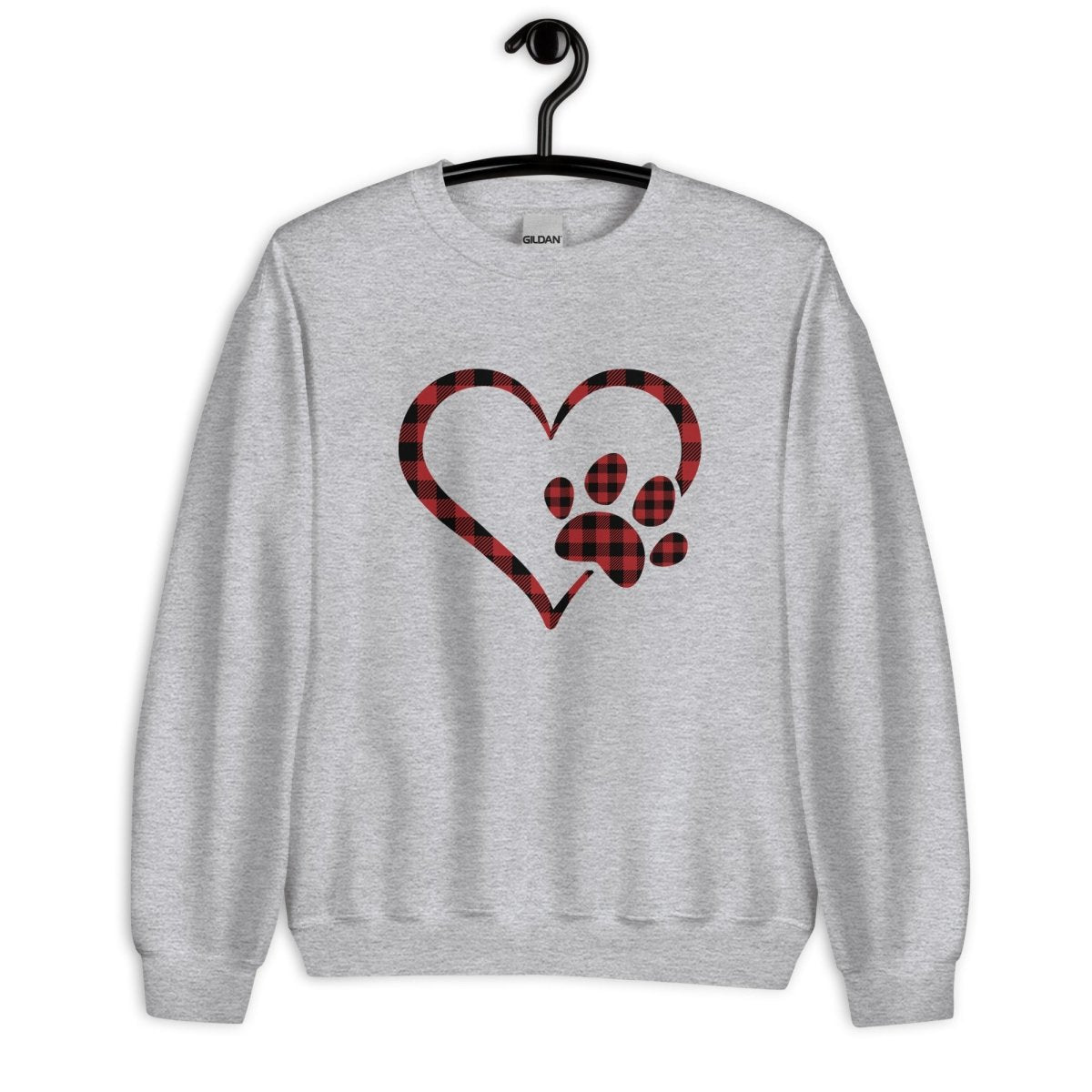 Red Plaid Heart and Paw Sweatshirt