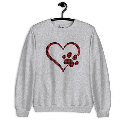 Red Plaid Heart and Paw Sweatshirt