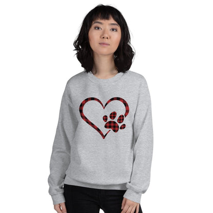 Red Plaid Heart and Paw Sweatshirt