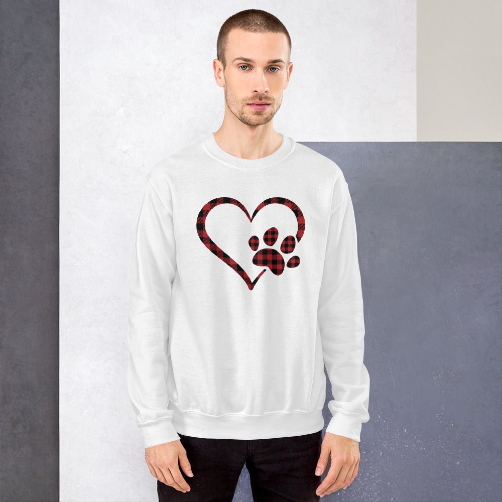 Red Plaid Heart and Paw Sweatshirt