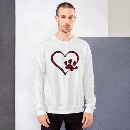 Red Plaid Heart and Paw Sweatshirt
