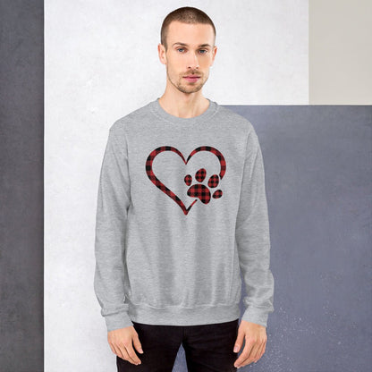 Red Plaid Heart and Paw Sweatshirt
