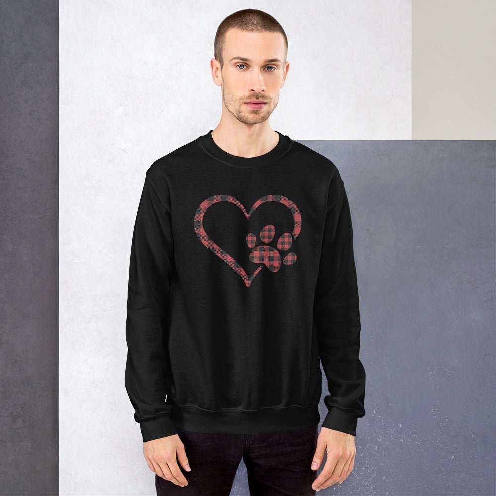 Red Plaid Heart and Paw Sweatshirt