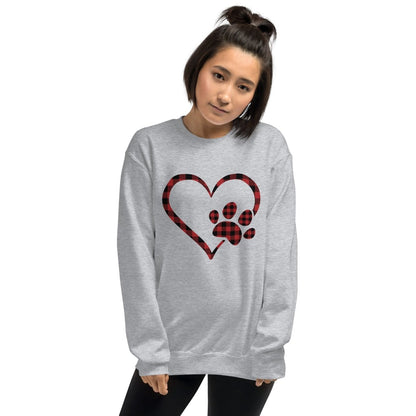 Red Plaid Heart and Paw Sweatshirt