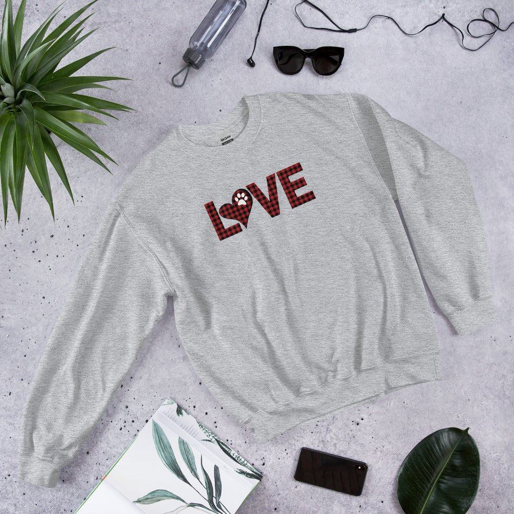 Red Plaid LOVE Paw Sweatshirt
