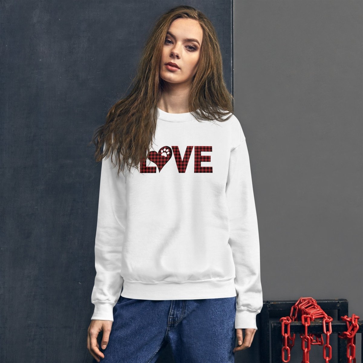 Red Plaid LOVE Paw Sweatshirt