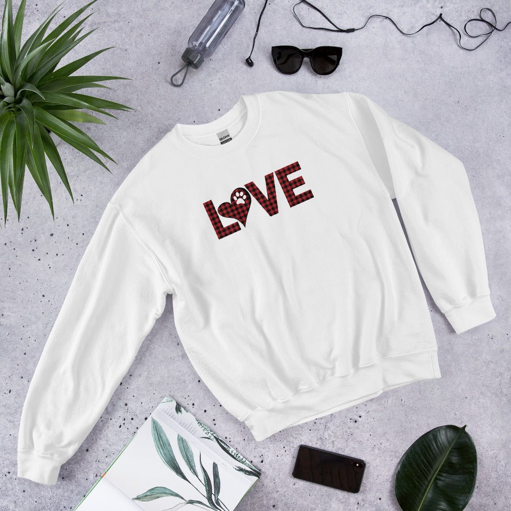 Red Plaid LOVE Paw Sweatshirt