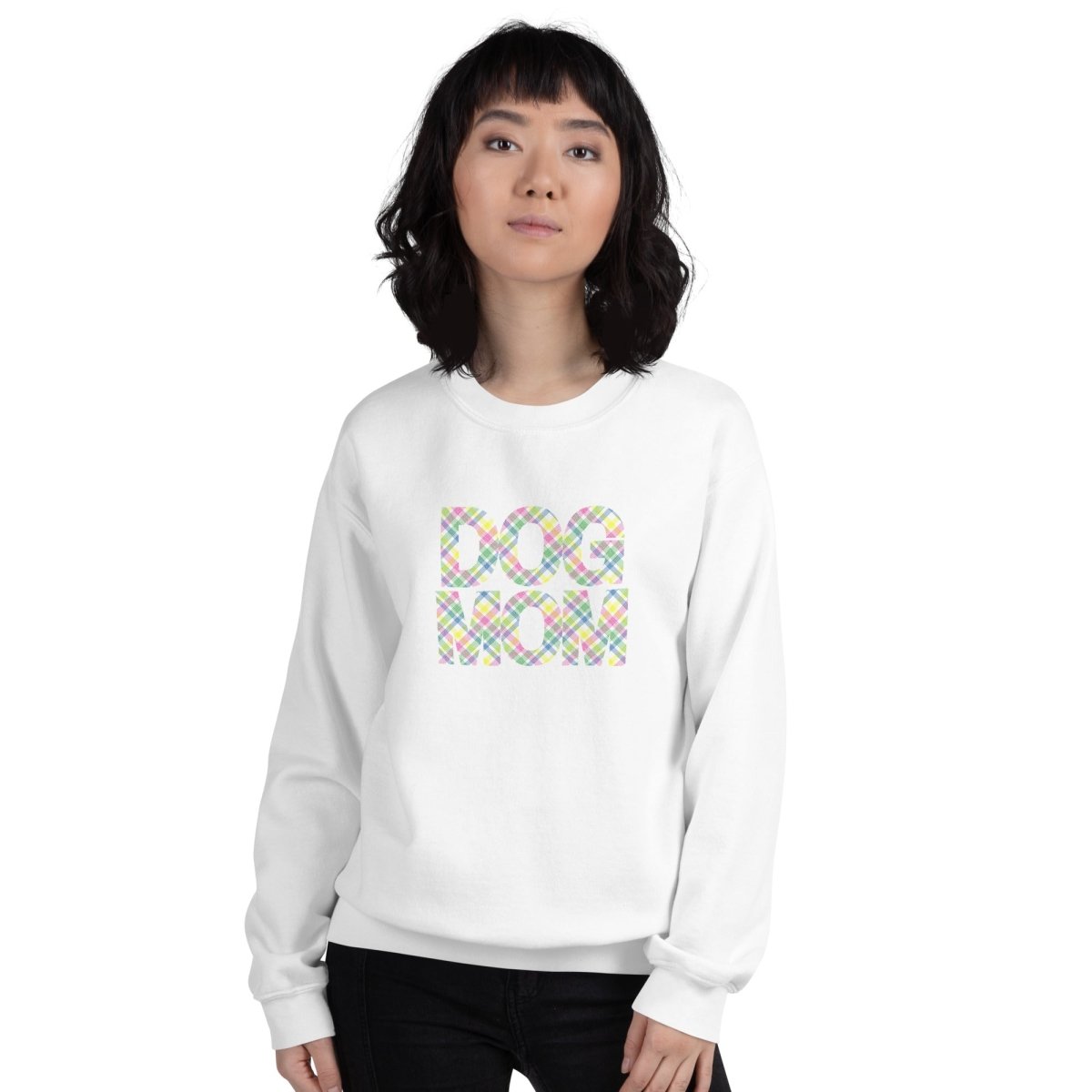 Spring Plaid Dog Mom Sweatshirt