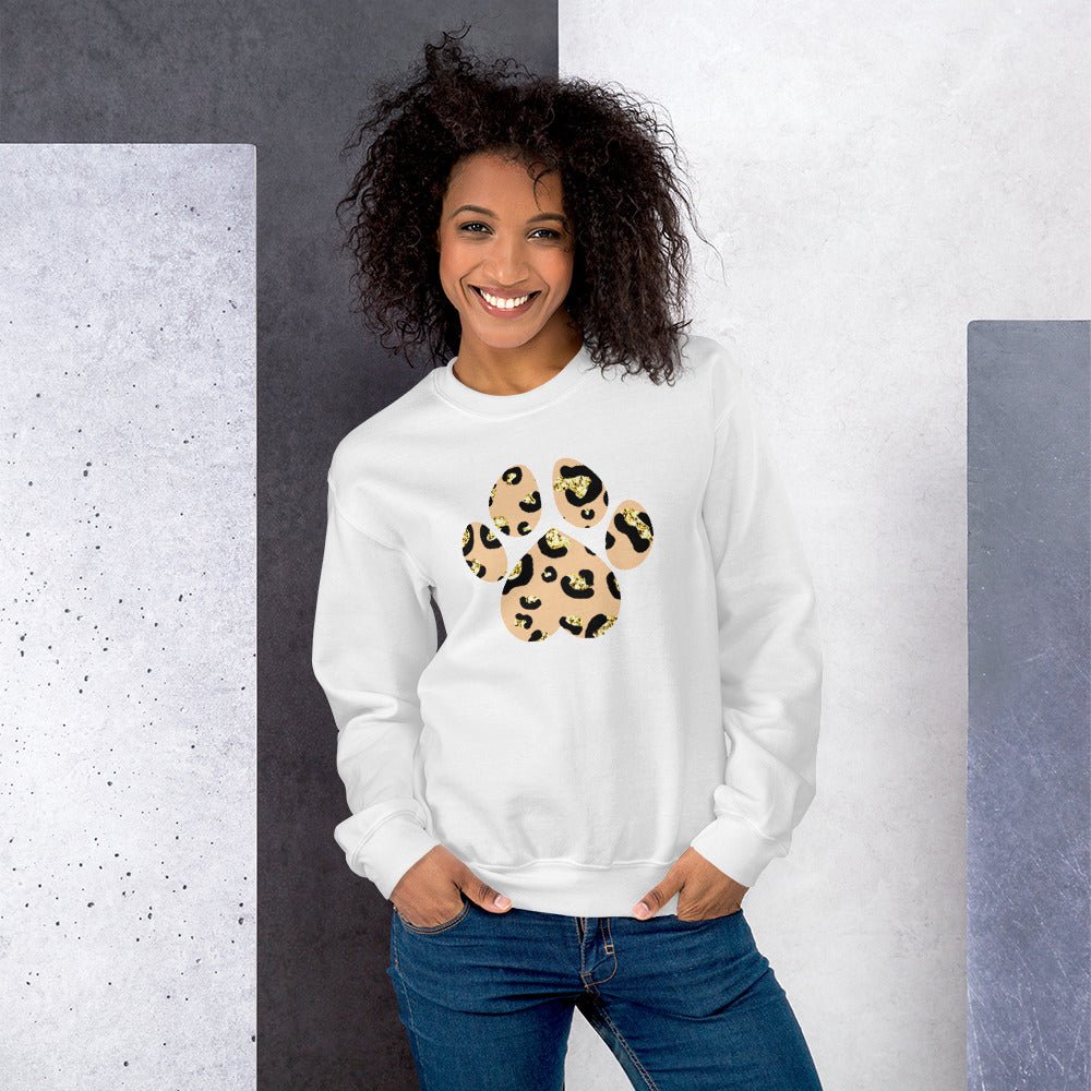 Tan Leopard Print Dog Paw Sweatshirt