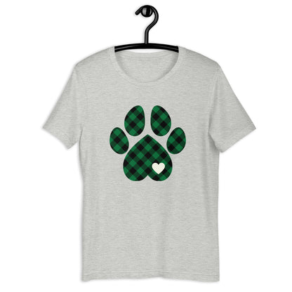 Green Plaid Dog Paw T-Shirt