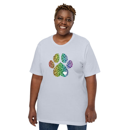 Rainbow Leopard Dog Paw T-Shirt