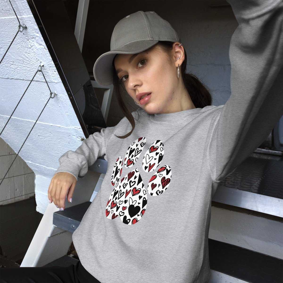 White Hearts Dog Paw Sweatshirt