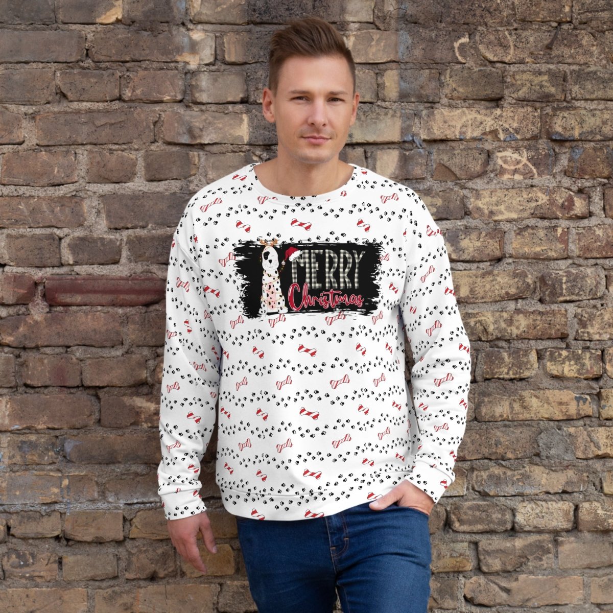 White Merry Christmas Paw Sweatshirt