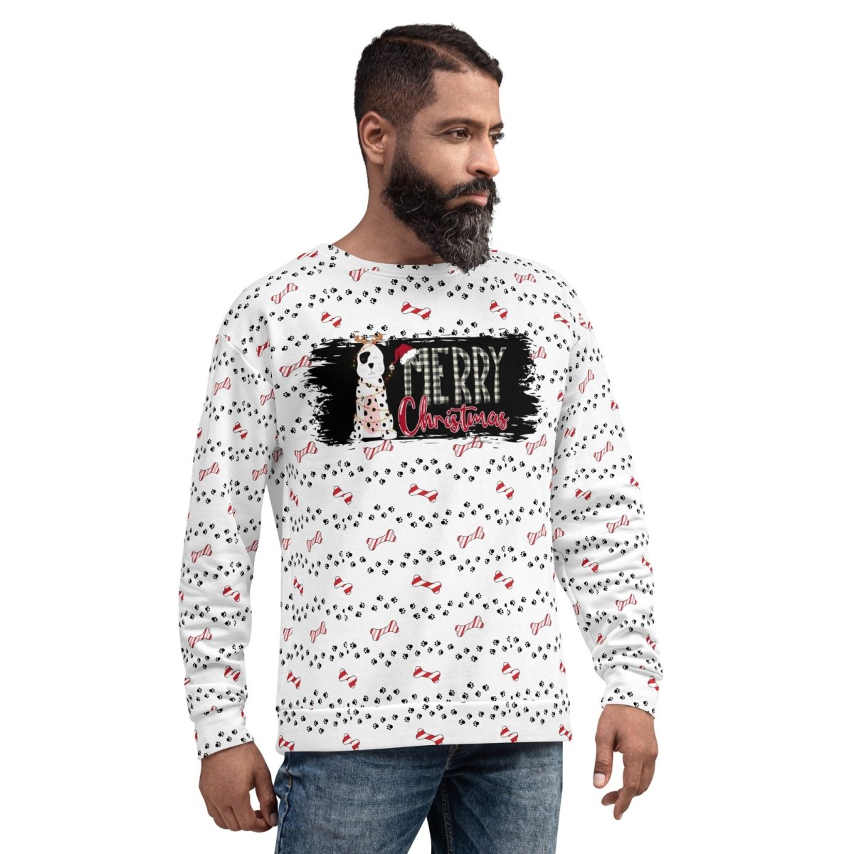 White Merry Christmas Paw Sweatshirt