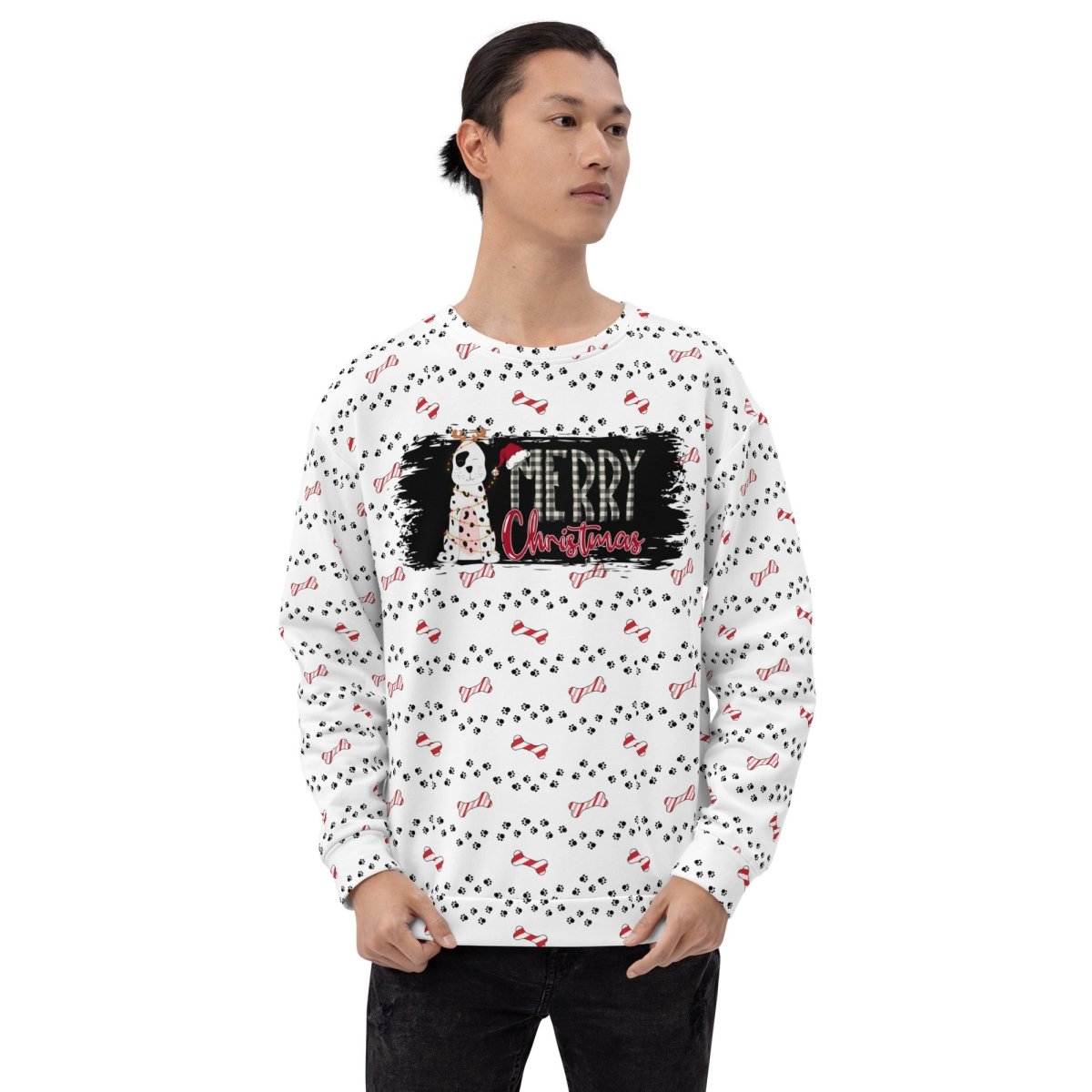 White Merry Christmas Paw Sweatshirt